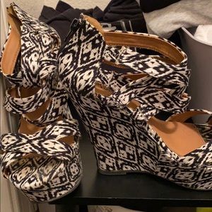 Black and white heels